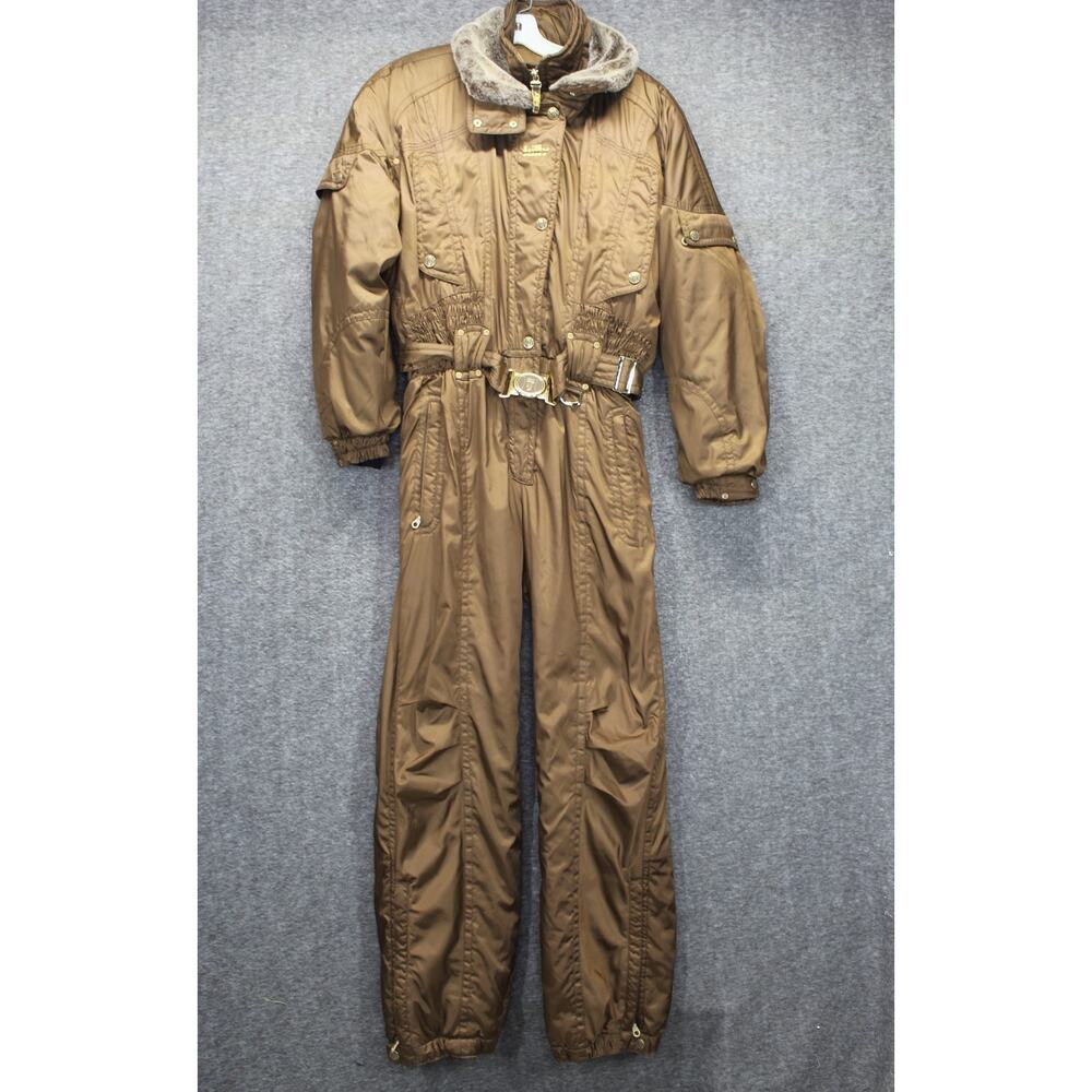 Vtg Killy Technical Equipment Snow Ski Suit Brown RECCO Rescue US 10
